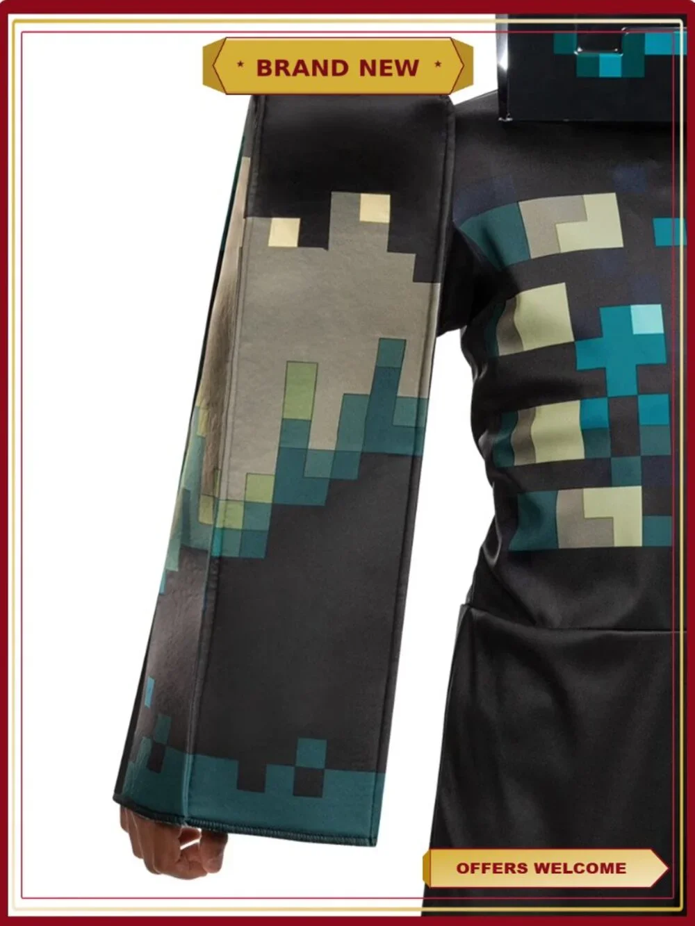 Minecraft Warden Halloween Costume Boys Size XS 4/5 Deluxe Jumpsuit Mask